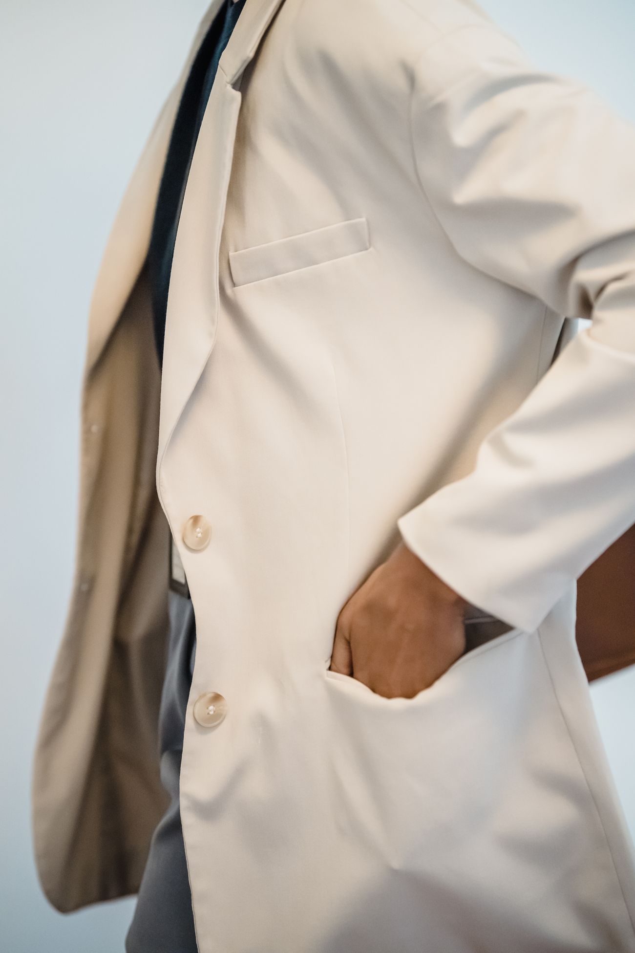 A tailored neutral blazer — work wear made to go out